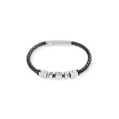 Herrenarmband 0920301117 Armband Leder Braun mit Edelstahl Spikes Cubes