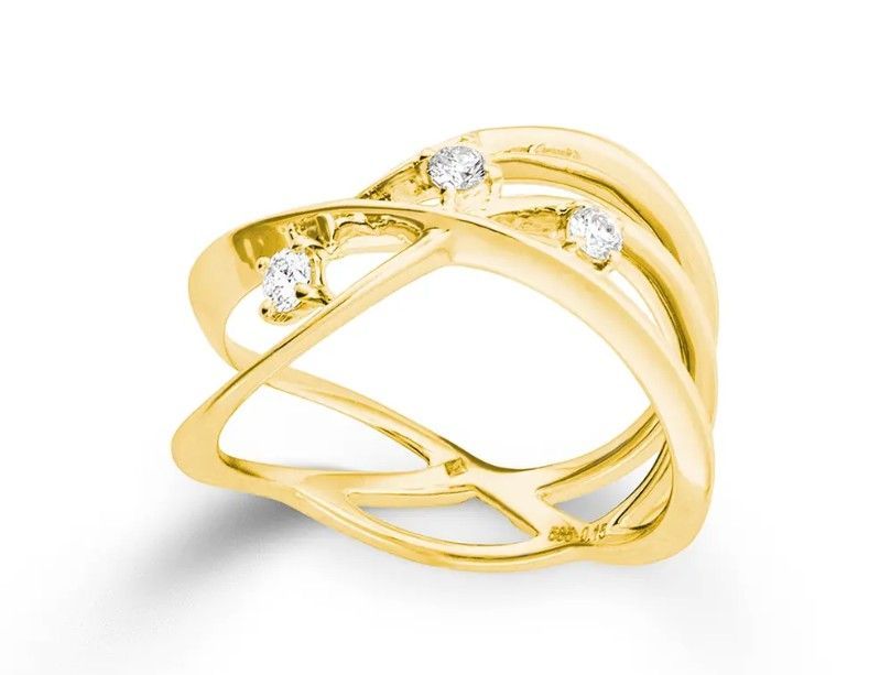 Diamantring Gelbgold mit Brillant 0,15 ct H/SI · Brill. Ringweite 53