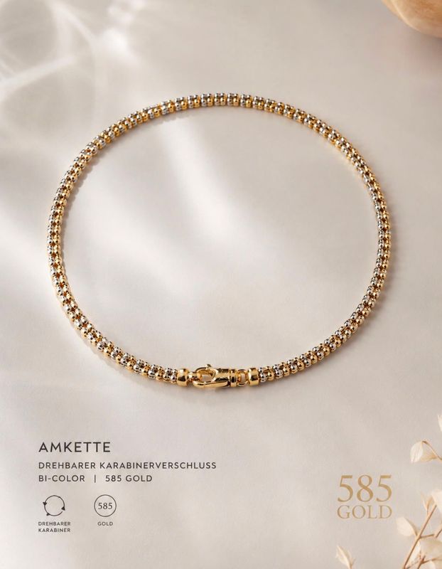 Armband Armkette 585 Gold Bicolor Fein Elegant 20cm lang drehbarer Karabiner TONSC.33.632B730 Armband Armkette 585 Gold Bicolor Fein Elegant 20cm lang drehbarer Karabiner TONSC.33.632B730