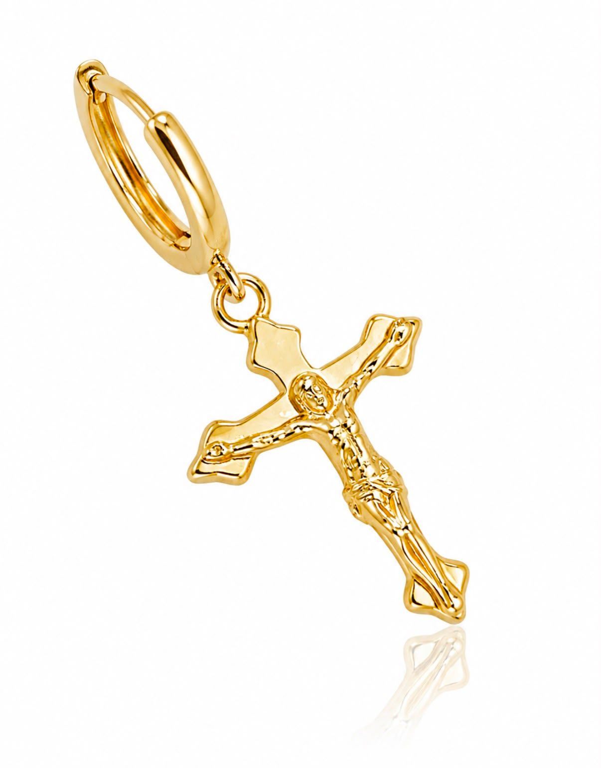 ​Creolen mit Kreuzanhänger Gold Creole mit Anhänger Kreuz  585 14 kt TONSCH33.202B730