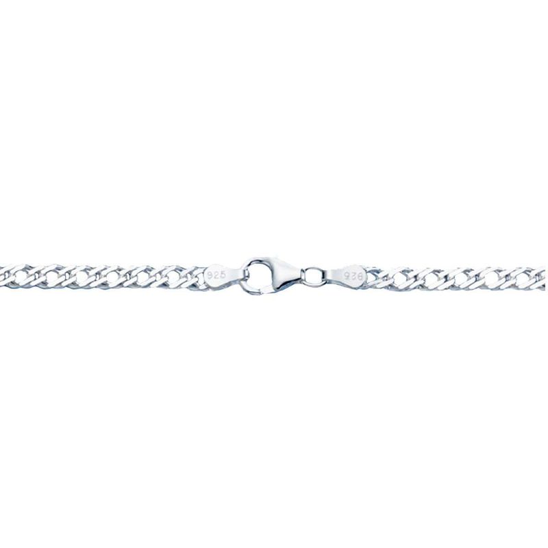 Zwillingspanzer 3,90 mm 925/- Silber weiß Echtsilber 925 Sterlingsilber  27062.15-45