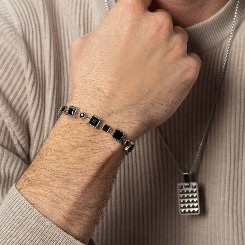 Coeur de Lion Armband - Geometry Schwarze Steine Armband Armkette 0919301713