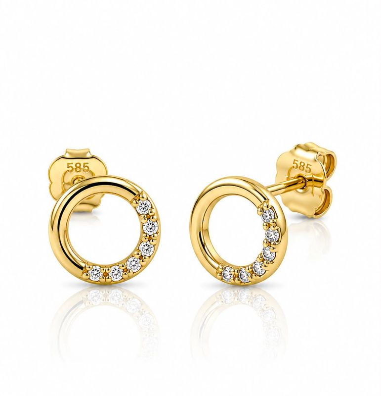 Ohrstecker Ohrschmuck Runde Kreis Stecker 10mm Zirkonia Steine Gold 585 / 14k TONSCH.33143A730 Ohrstecker Ohrschmuck Runde Kreis Stecker 10mm Zirkonia Steine Gold 585 / 14k TONSCH.33143A730