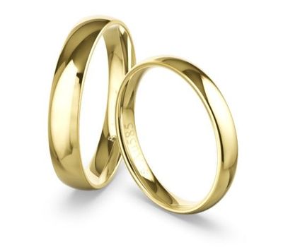 Klassische Trauringe Gelbgold in 585 Gold Herrenring Damenring Ringpaar