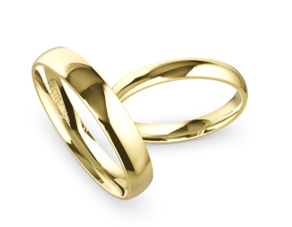Klassische Trauringe Gelbgold in 585 Gold Herrenring Damenring Ringpaar
