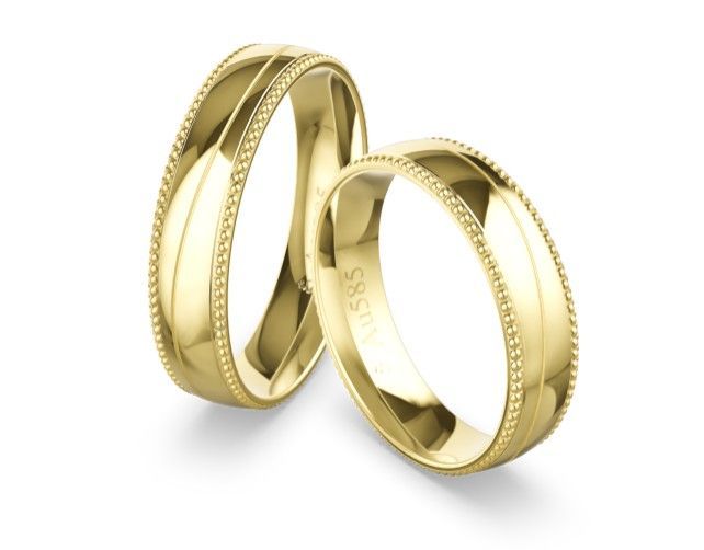 Klassische Trauringe Wellenfuge Gelbgold in 585 Gold Herrenring Damenring Ringpaar Klassische Trauringe Wellenfuge Gelbgold in 585 Gold Herrenring Damenring Ringpaar