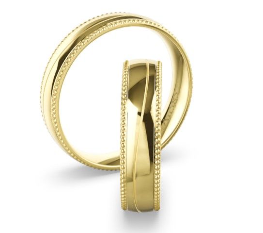 Klassische Trauringe Wellenfuge Gelbgold in 375 Gold Herrenring Damenring Ringpaar