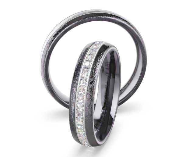Tantal 999 Trauringe mit Weissgold in 585 Gold Herrenring Damenring Ringpaar Memoirering  Labor Diamanten
