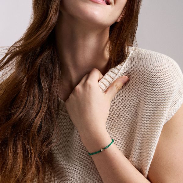 Fossil Damen Perlenarmband Sutton Mini Moments Kleeblatt grün
