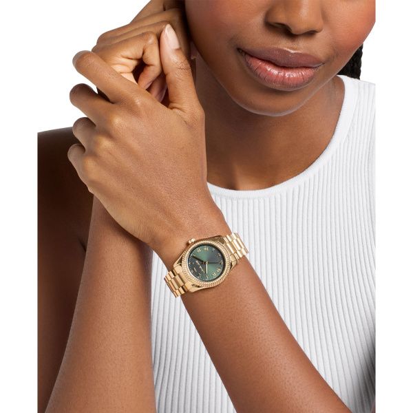 Michael Kors Damen Uhr Lexington 2.0 Gold mit grünem Ziffernblatt