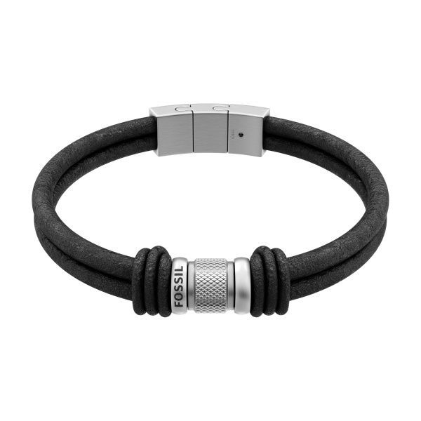 Fossil Herren Armband Machine Rondelles mehrreihig schwarzes Leder Fossil Herren Armband Machine Rondelles mehrreihig schwarzes Leder