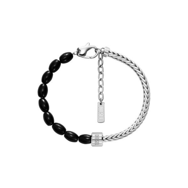 Diesel Armband Edelstahl mit schwarzem Linien-Achat Diesel Armband Edelstahl mit schwarzem Linien-Achat