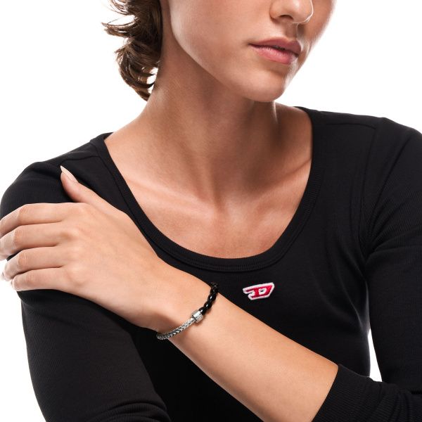 Diesel Armband Edelstahl mit schwarzem Linien-Achat