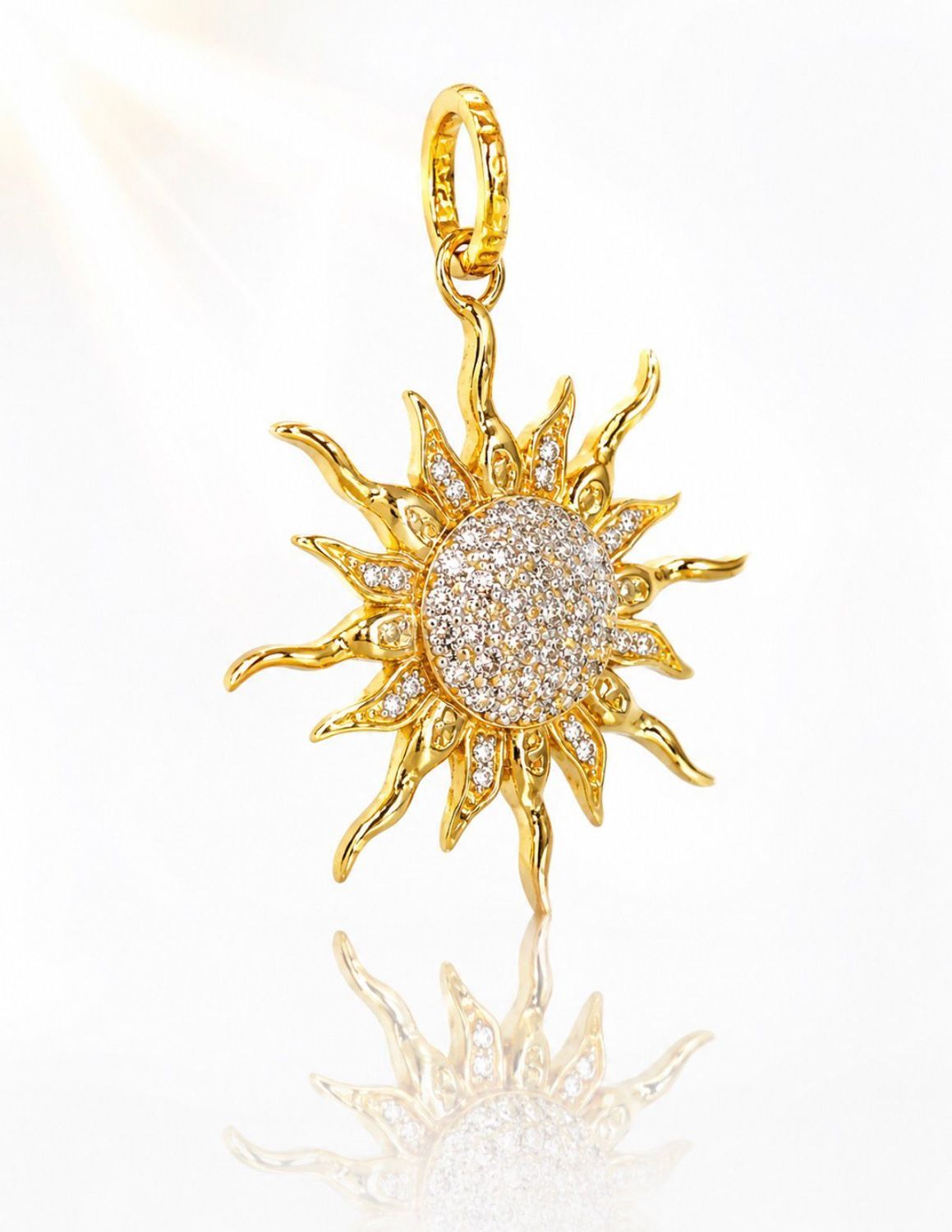 Sonnenanhänger Sterlingsilber echtvergoldet  Giorgio Martello Sonne mit Steine