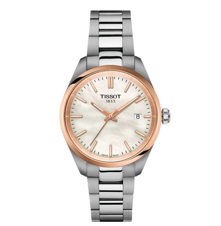Tissot PR 100 34mm Damenuhr Rosegold Silber Stahlband T1502102111100 Tissot PR 100 34mm Damenuhr Rosegold Silber Stahlband T1502102111100