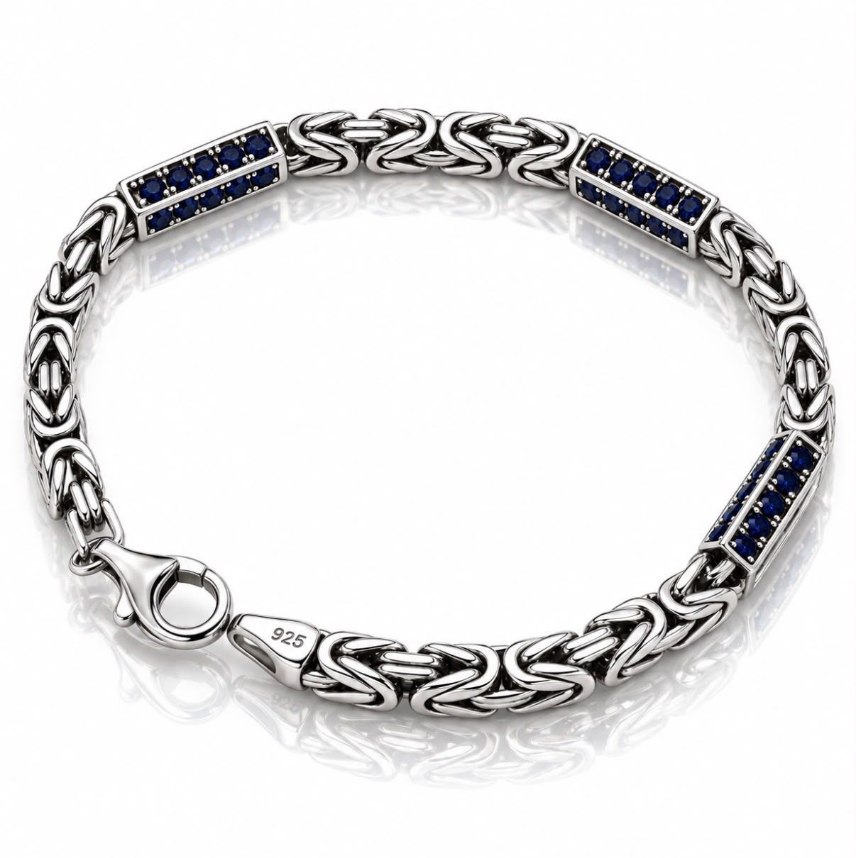 Könisgkette Armkette 21,5 cm mit blauen Steinen 925 Sterlingsilber Könisgkette Armkette 21,5 cm mit blauen Steinen 925 Sterlingsilber