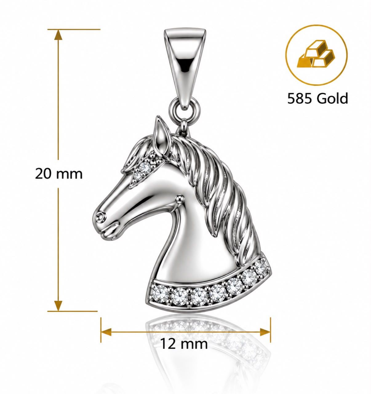 Goldanhänger Pferd Weissgold  585 Gold mit Steine TONSC105A730