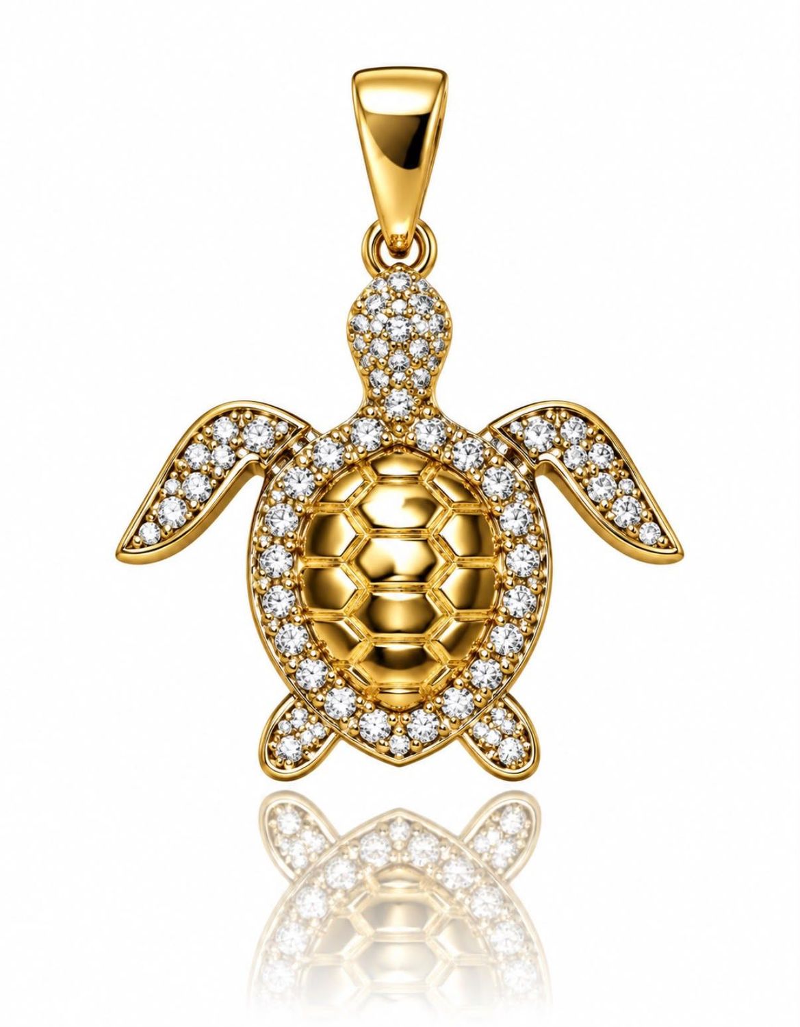 Goldanhänger Schildkröte 585 Gold mit Zirkonia Steinen Goldanhänger Schildkröte 585 Gold mit Zirkonia Steinen