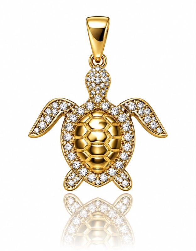Goldanhänger Schildkröte 585 Gold mit Zirkonia Steinen Goldanhänger Schildkröte 585 Gold mit Zirkonia Steinen