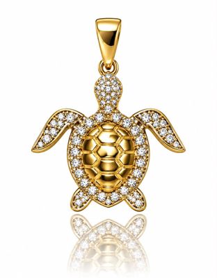 Goldanhänger Schildkröte 585 Gold mit Zirkonia Steinen Goldanhänger Schildkröte 585 Gold mit Zirkonia Steinen