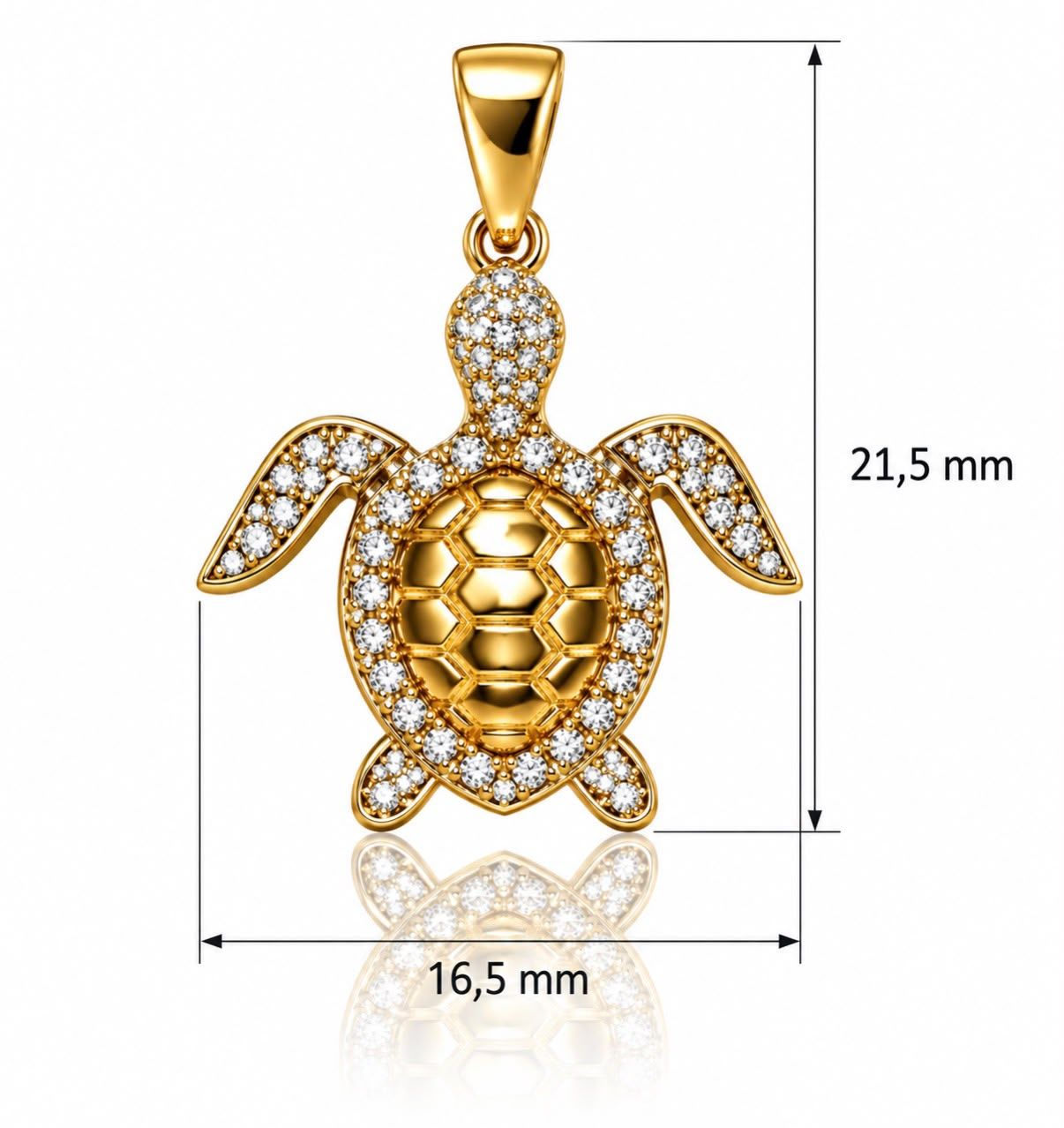 Goldanhänger Schildkröte 585 Gold mit Zirkonia Steinen