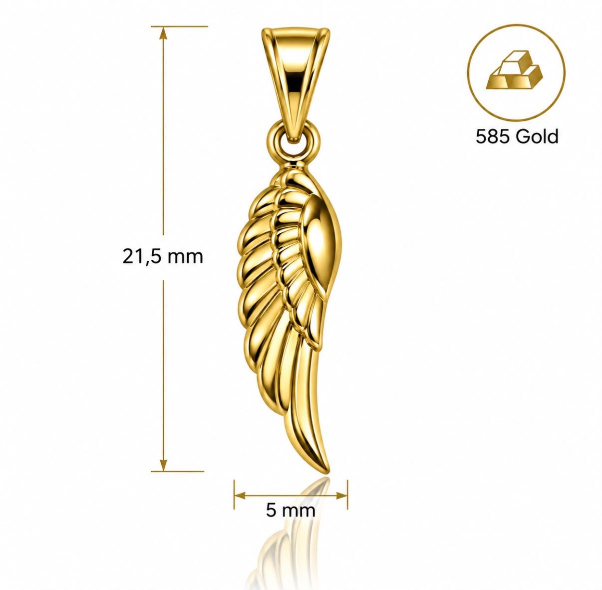 Goldanhänger Engel Engelsflügel 585 Gold ohne Steine TONSC055A730