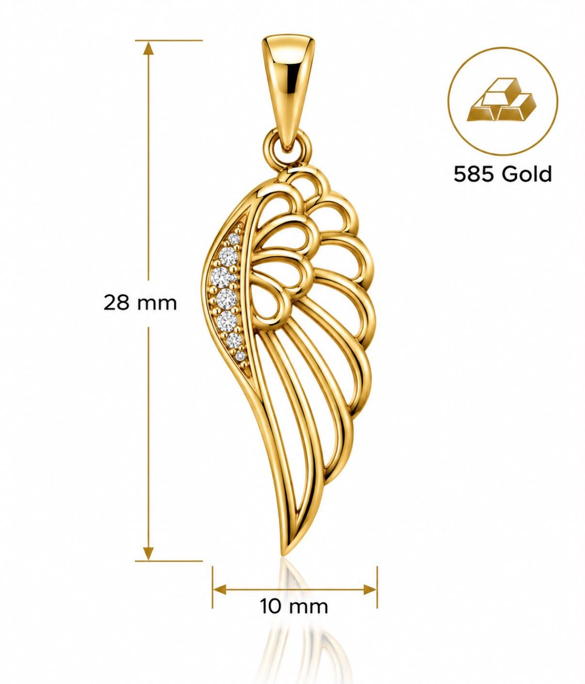 Goldanhänger Engel Engelsflügel 585 Gold mit Steine TONSC055A730