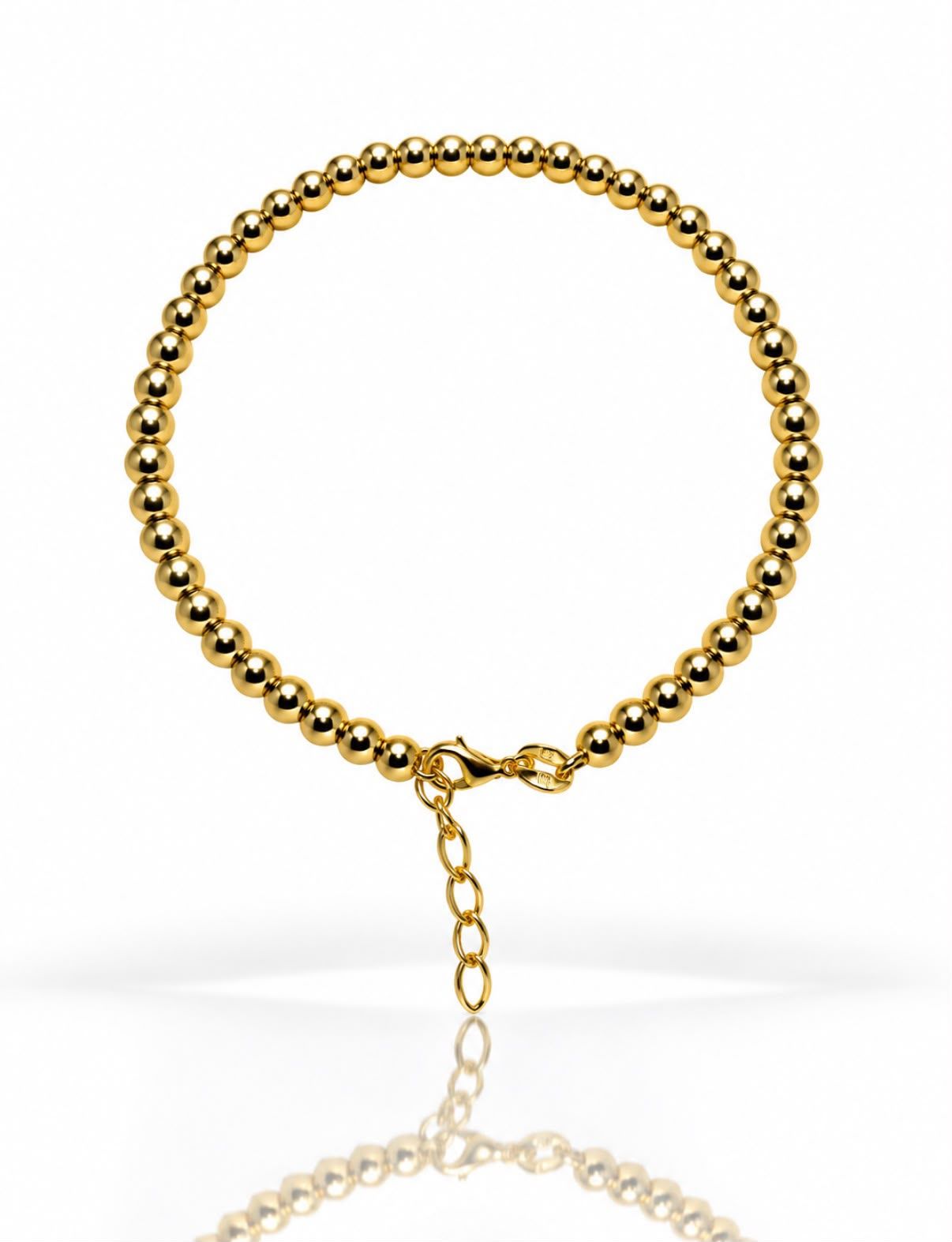 Kugel Gold Armband Kugelkette Armkette 585 Gold Fein Elegant 17cm bis 18,5 cm verstellbar  Karabinerverschluß TONSC186A730