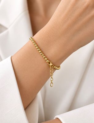 Kugel Gold Armband Kugelkette Armkette 585 Gold Fein Elegant 17cm bis 18,5 cm verstellbar Karabinerverschluß TONSC186A730 Kugel Gold Armband Kugelkette Armkette 585 Gold Fein Elegant 17cm bis 18,5 cm verstellbar Karabinerverschluß TONSC186A730