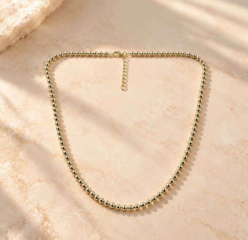 Goldkette Colier Kugelkette 42cm - 45cm verstellbar Damenkette Gold 585 ohne Anhänger TONSC418A730