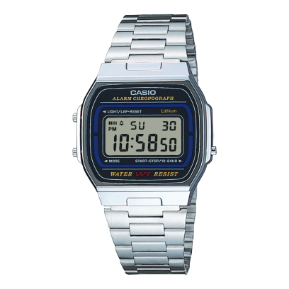 Casio Unisexuhr Digital Vintage A164WA-1VES Silber Schwarz Edelstahl Verchromt Casio Unisexuhr Digital Vintage A164WA-1VES Silber Schwarz Edelstahl Verchromt