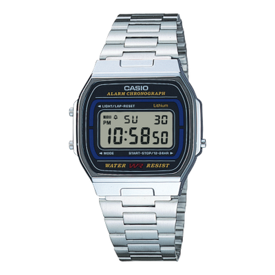 Casio Unisexuhr Digital Vintage A164WA-1VES Silber Schwarz Edelstahl Verchromt Casio Unisexuhr Digital Vintage A164WA-1VES Silber Schwarz Edelstahl Verchromt