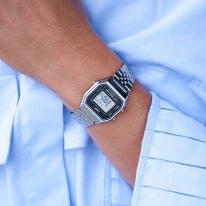 Casio Unisexuhr Digital Vintage mini LA680WEA-1EF Schwarz Silber Edelstahl Verchromt