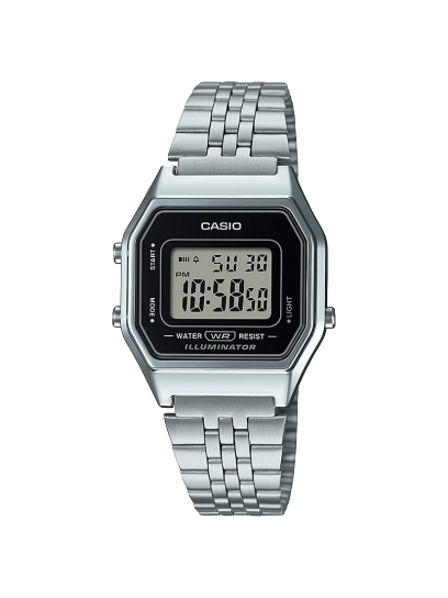 Casio Unisexuhr Digital Vintage mini LA680WEA-1EF Schwarz Silber Edelstahl Verchromt Casio Unisexuhr Digital Vintage mini LA680WEA-1EF Schwarz Silber Edelstahl Verchromt