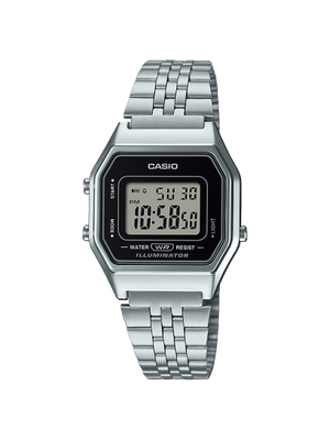 Casio Unisexuhr Digital Vintage mini LA680WEA-1EF Schwarz Silber Edelstahl Verchromt Casio Unisexuhr Digital Vintage mini LA680WEA-1EF Schwarz Silber Edelstahl Verchromt