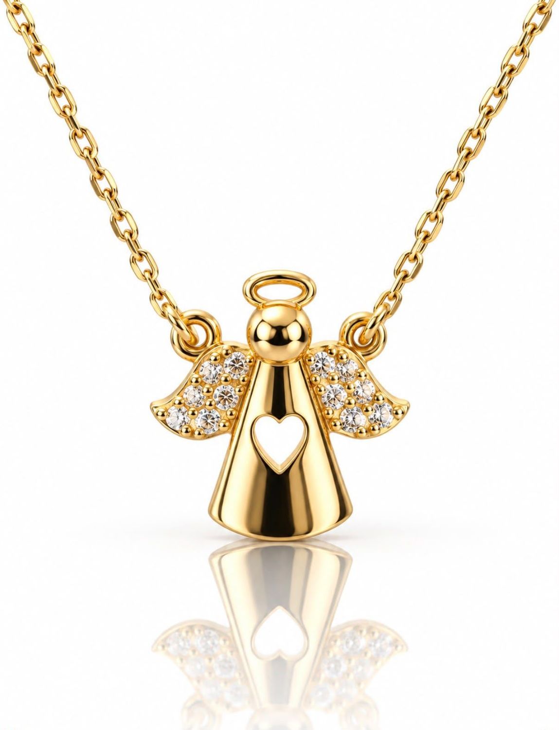 Goldkette Engel mit Herz und Steine Zirkonia Echt-Gold 585 14 karat TONSC187A730 Goldkette Engel mit Herz und Steine Zirkonia Echt-Gold 585 14 karat TONSC187A730