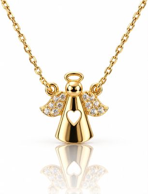 Goldkette Engel mit Herz und Steine Zirkonia Echt-Gold 585 14 karat TONSC187A730 Goldkette Engel mit Herz und Steine Zirkonia Echt-Gold 585 14 karat TONSC187A730