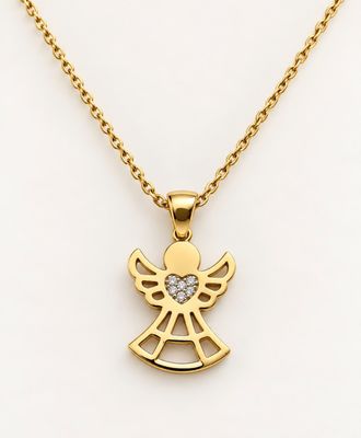 Goldkette Engel mit Herz und Steine Zirkonia Echt-Gold 585 14 karat TONSC0224A730 Goldkette Engel mit Herz und Steine Zirkonia Echt-Gold 585 14 karat TONSC0224A730