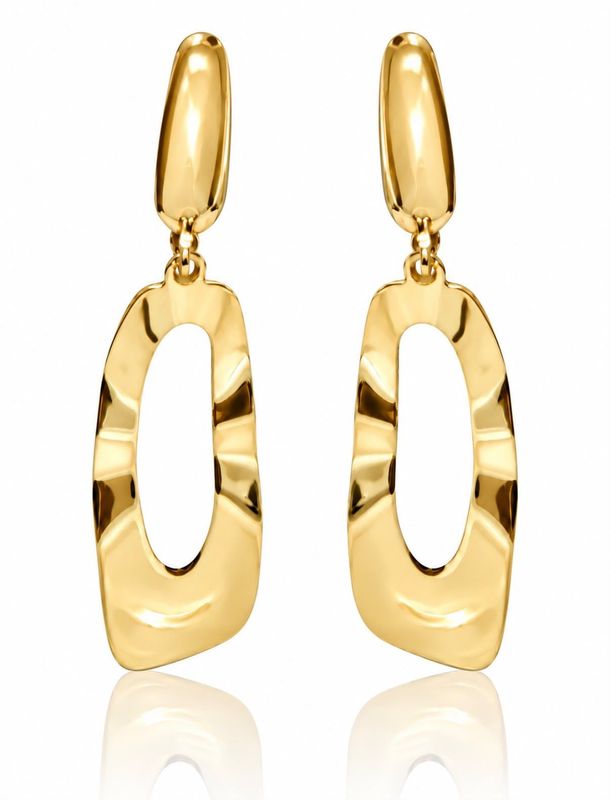 Ohrringe Groß Orhanänger Gold Lang 48mm Gold 585 /  14k Modern Women TONSC288A745