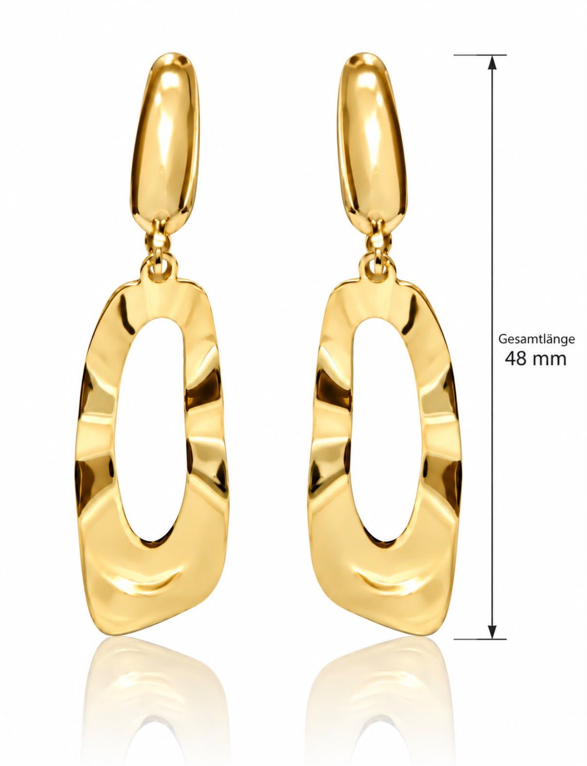 Ohrringe Groß Orhanänger Gold Lang 48mm Gold 585 /  14k Modern Women TONSC288A745