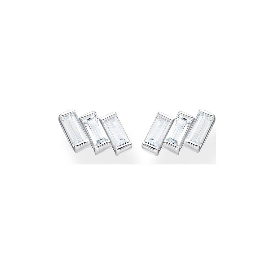 Thomas Sabo Ohrstecker Eckig mit Zirkonia Silberfarben