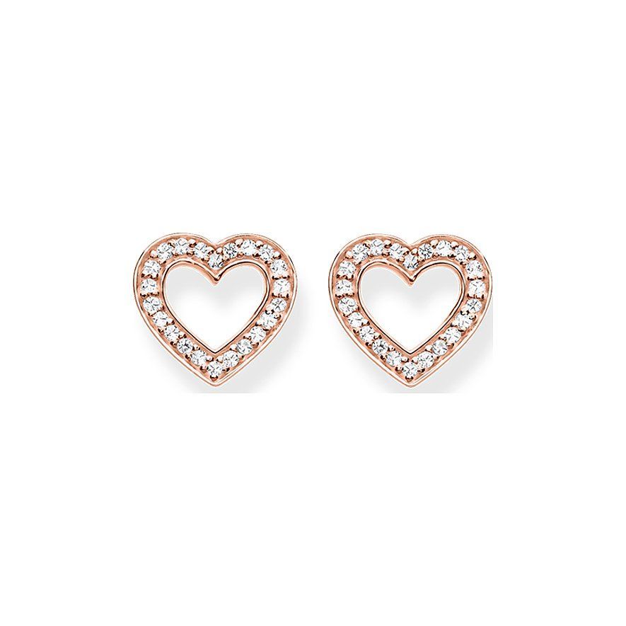 Thomas Sabo Herz Ohrstecker rosefarben mit Steinen Thomas Sabo Herz Ohrstecker rosefarben mit Steinen
