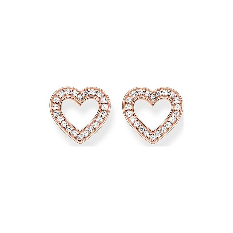 Thomas Sabo Herz Ohrstecker rosefarben mit Steinen