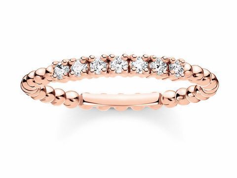 Thomas Sabo Ring (52) Kugeln mit Weissen Steinen Roségold Thomas Sabo Ring (52) Kugeln mit Weissen Steinen Roségold