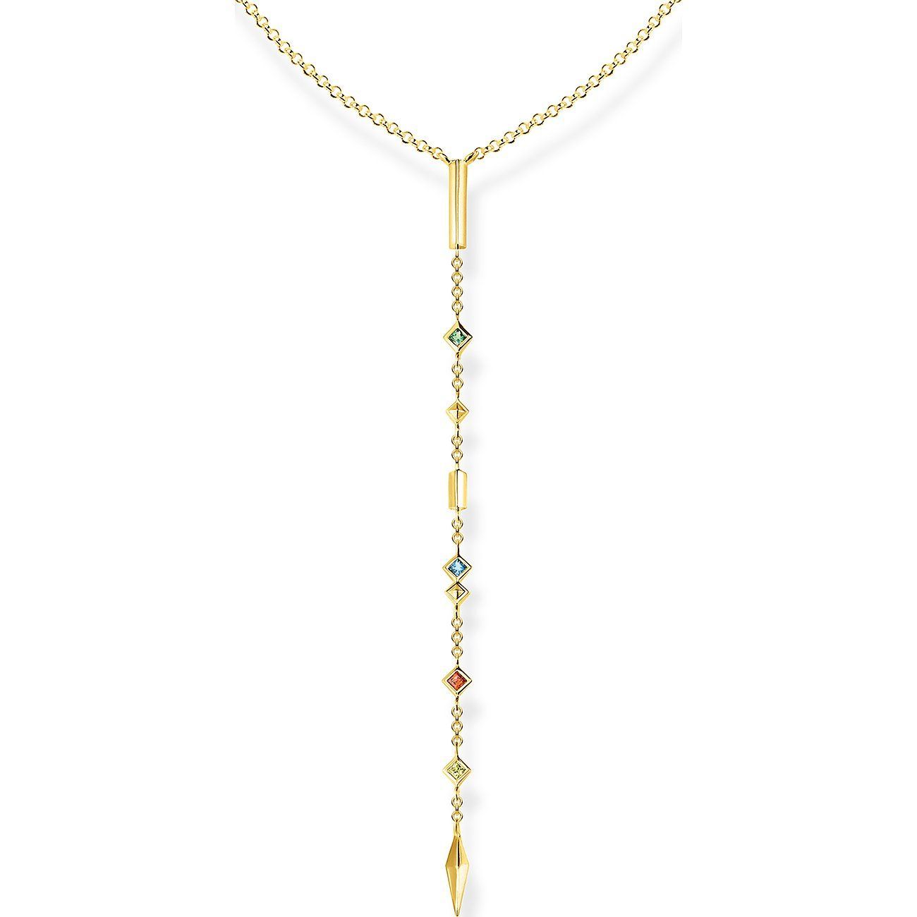 Thomas Sabo Y-Kette Bunte Farbsteine Silber Goldfarben Thomas Sabo Y-Kette Bunte Farbsteine Silber Goldfarben