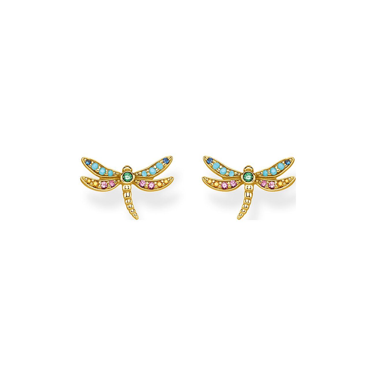 Thomas Sabo  Ohrstecker Libelle Farbsteine Goldfarben