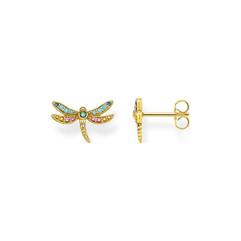 Thomas Sabo  Ohrstecker Libelle Farbsteine Goldfarben