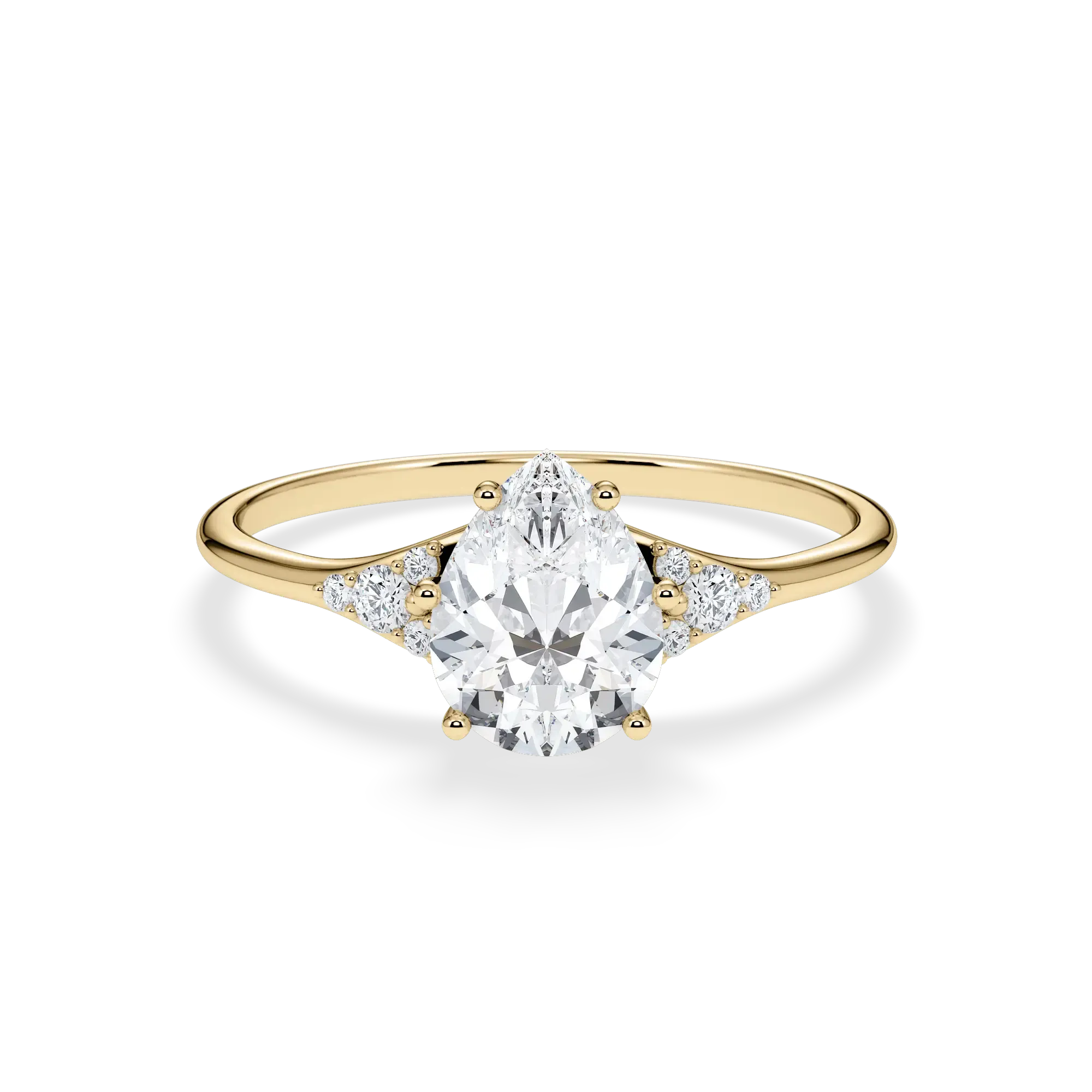 Verlobungsring Tropfen Gelbgold mit ca. 1,08 ct. r, vs - LAB