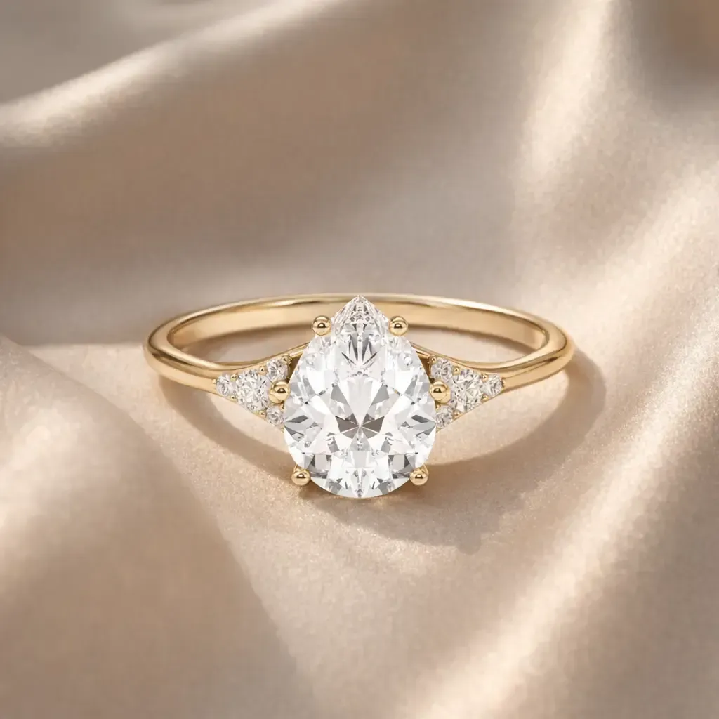 Verlobungsring Tropfen Gelbgold mit ca. 1,08 ct. r, vs - LAB Verlobungsring Tropfen Gelbgold mit ca. 1,08 ct. r, vs - LAB