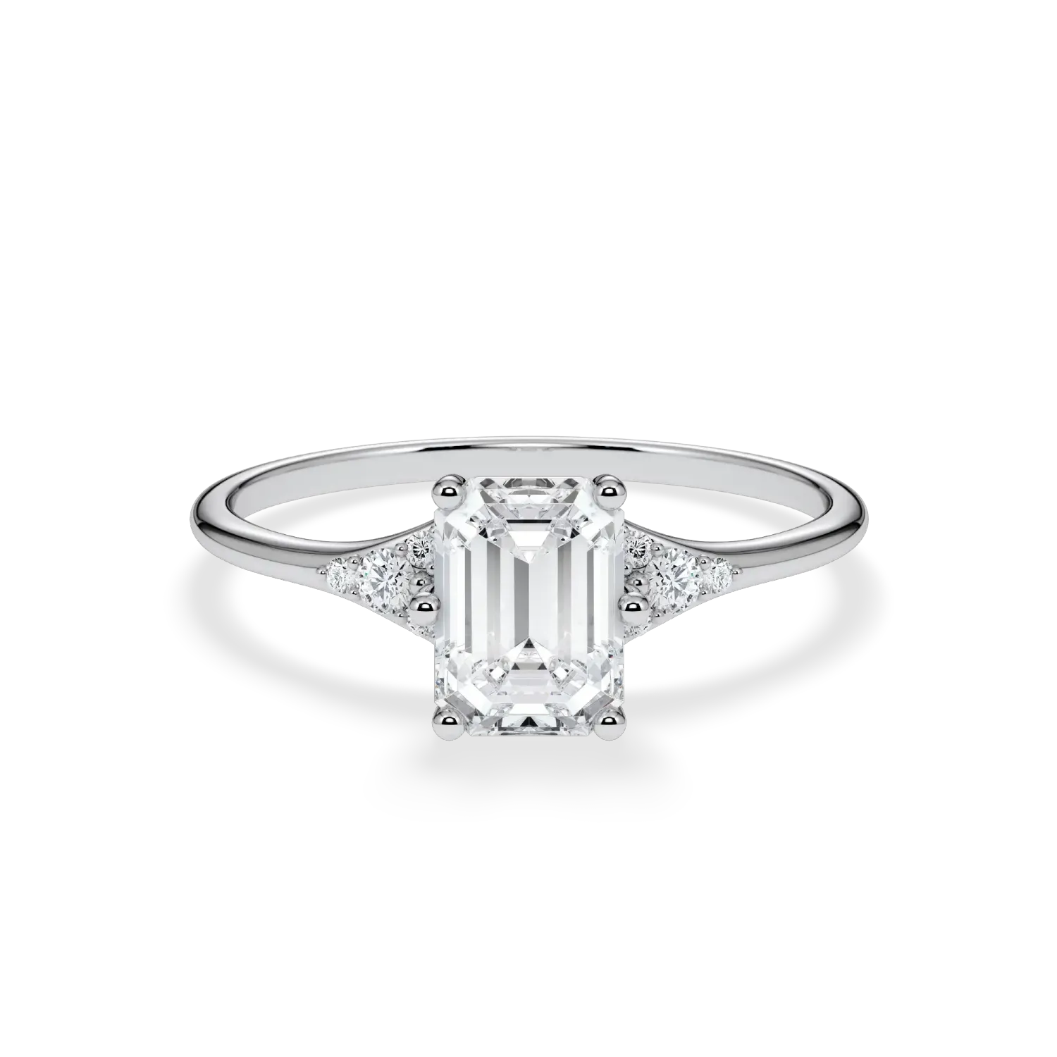 Verlobungsring Weissgold Verlobungsring Emeralde mit ca. 1,08 ct. r, vs - LAB & e, vs2 - LAB Verlobungsring Weissgold Verlobungsring Emeralde mit ca. 1,08 ct. r, vs - LAB & e, vs2 - LAB